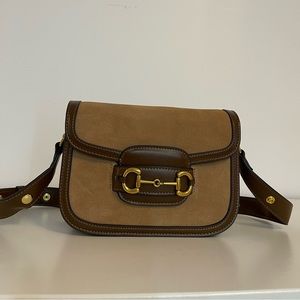 Faux leather/suede cross body bag in brown